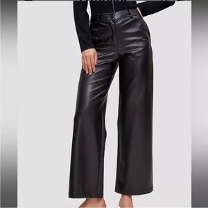 NWT Lattelier Black Faux Leather Wide Leg Pants Women’s Sz Large NEW Date Night!